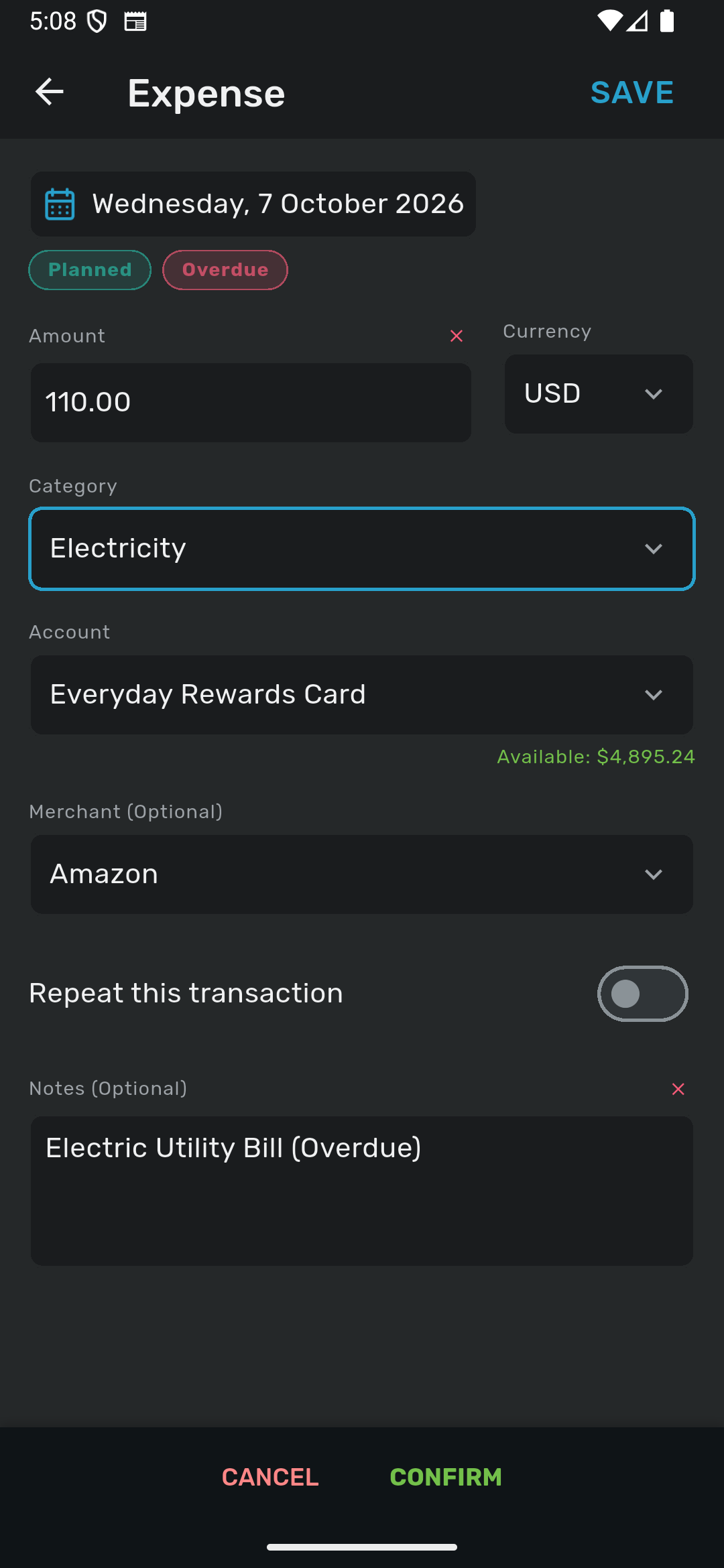 Savvy Expense Pro — Expense Form