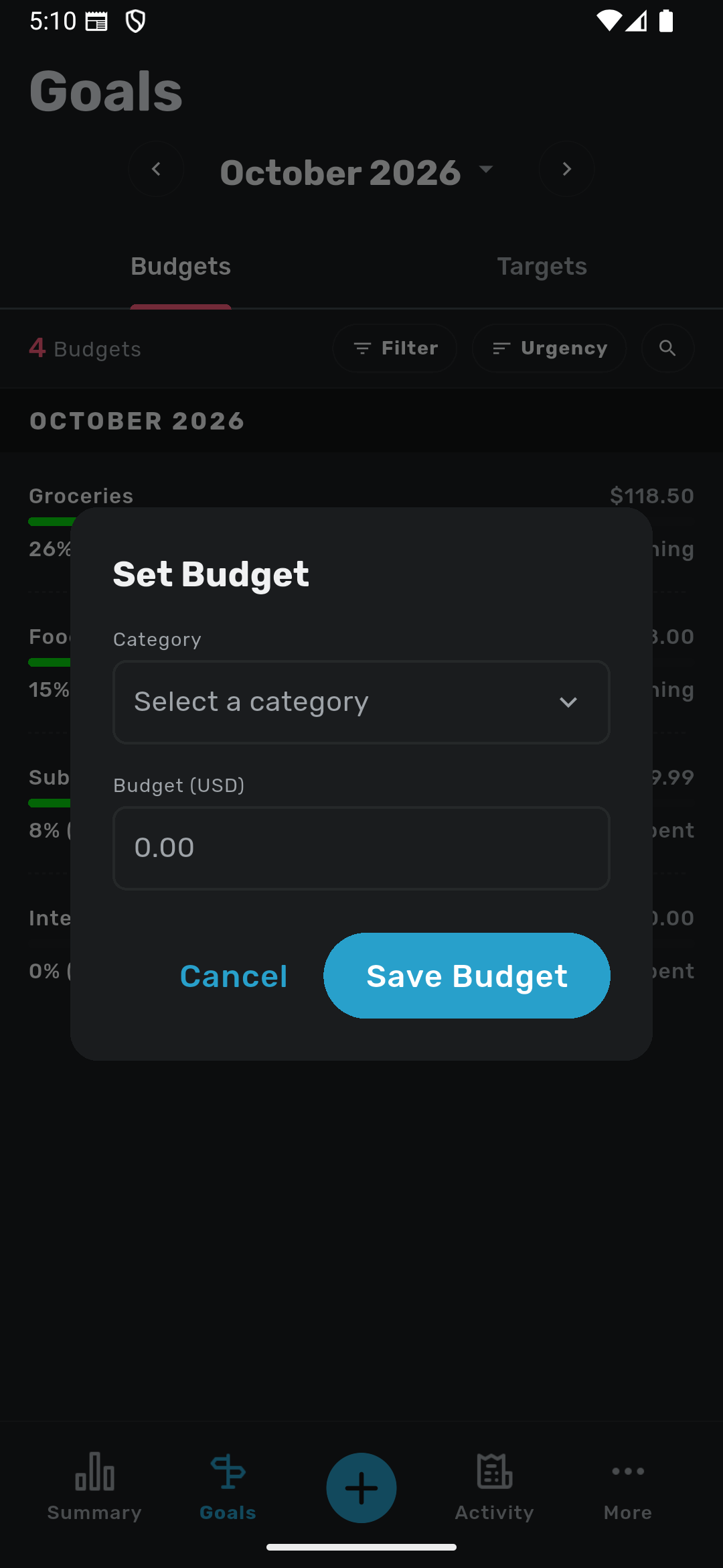 Savvy Expense Pro — Add Goal