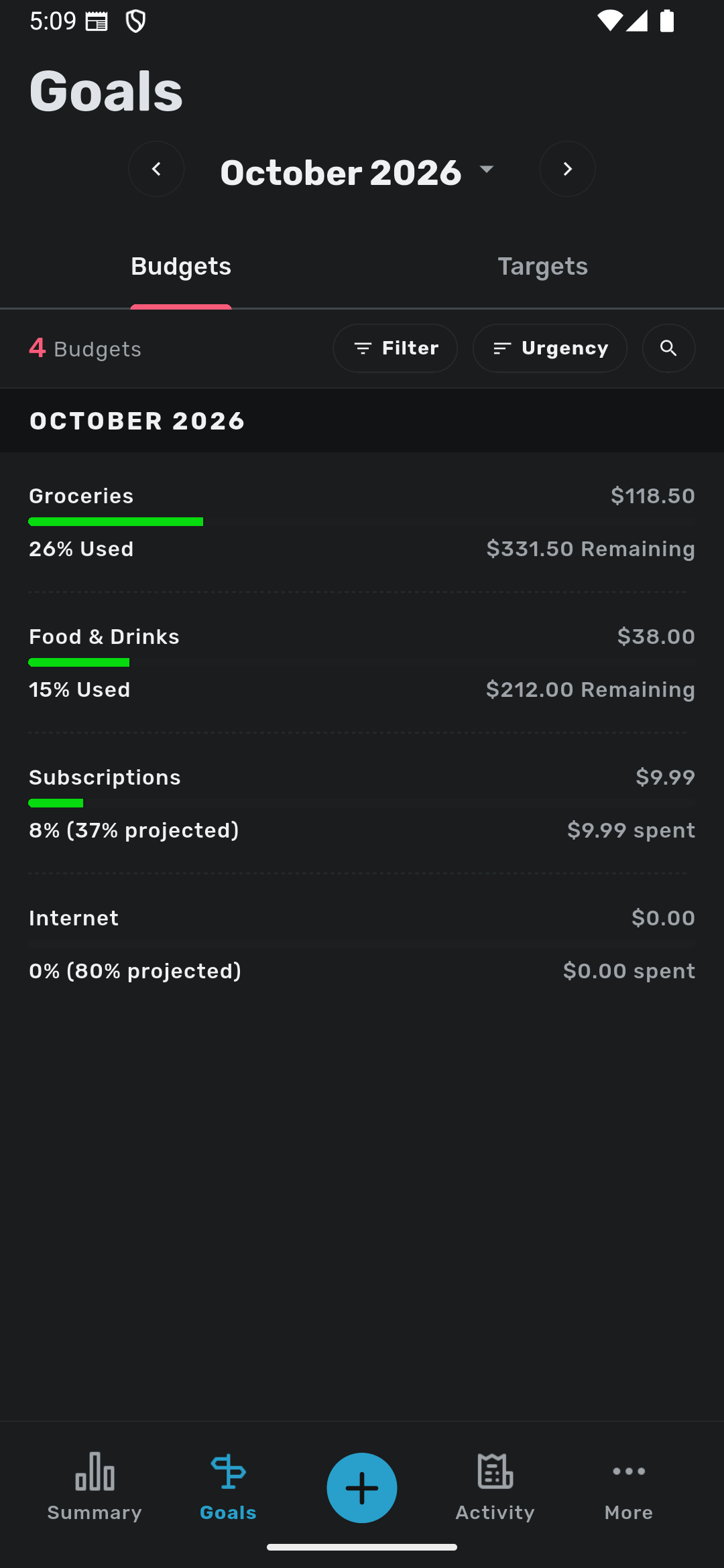 Savvy Expense Pro — Goals for budgets